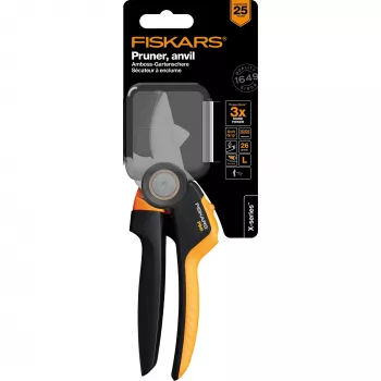 Fiskars X-Series P941 genėjimo žirklės Anvil juodos, oranžinės