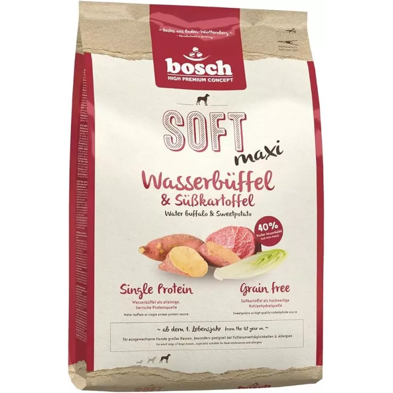 BOSCH Soft Maxi vandens buivolas ir saldžiosios bulvės – sausas šunų maistas – 2,5 kg