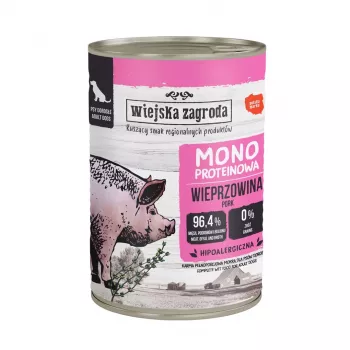 WIEJSKA ZAGRODA Mono-protein Pork - šlapias šunų maistas - 400 g