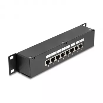 DeLOCK 10 colių jungčių skydelis 8 prievadų Cat.6 RJ45 juodas 1U