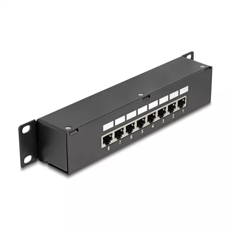 DeLOCK 10 colių jungčių skydelis 8 prievadų Cat.6 RJ45 juodas 1U