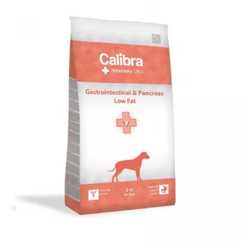 Sausas šunų ėdalas Calibra Veterinary Diets Gastrointestinal & Pancreas Low Fat — Lašiša, 2 kg, 26% baltymų, 8% riebalų, be glitimo ir sojos