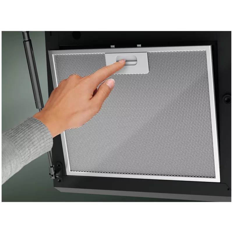 Sieninis gartraukis Electrolux LFV626K, juodas, 598×396 mm, 615 m³/h recirkuliacinis, 62 dB, anglies filtras