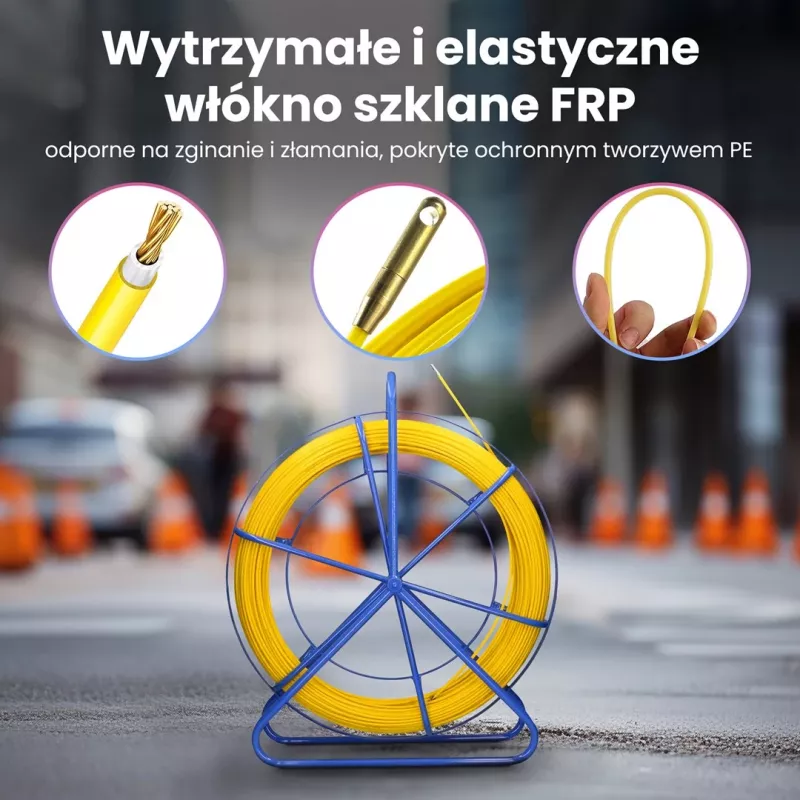 Kabelių traukimo strypas Extralink Pilot 6mm 200m stiklo pluoštas FRP geltonas