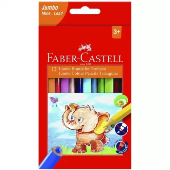FABER-CASTELL spalvoti pieštukai trikampiai Jumbo 5,4 mm 12 vnt. kartoninėje dėžutėje