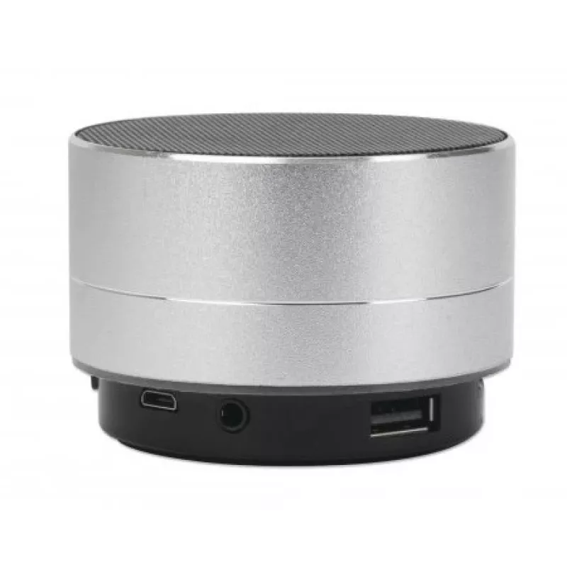 Manhattan Metallic Bluetooth garsiakalbis, atsparus vandeniui, diapazonas 10 m, microSD kortelių skaitytuvas, Aux 3,5 mm jungtis, USB-A įkrovimo laidas (5V), sidabrinis, trejų metų garantija