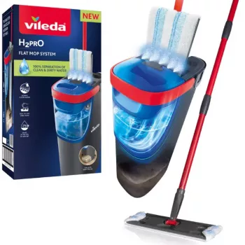 VILEDA Microfibre šluota 1200 ml šlapiam valymui, besisukanti galvutė 360°, kotas 140,5 cm, nuimama skalbiama galvutė