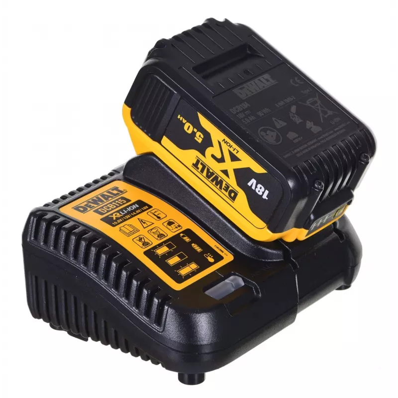 DeWALT DCK2080P2T-QW kombinuotas įrankių rinkinys — 18V Li‑Jon 5Ah (2x), šlifuoklis DCG405, gręžtuvas/suktuvas, M14 šlifavimo diskas, dėklas