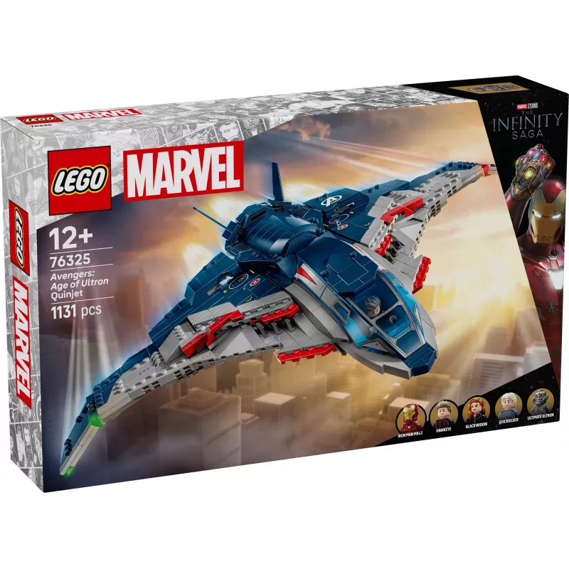 LEGO Quinjet konstruktorius 76325 – Marvel, 1131 dalių, 5 minifigūrėlės, nuo 12 metų, 280×450×300 mm