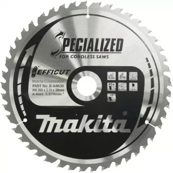 Makita Specialized EFFICUT pjūklo diskas medžiui ir metalui 260 mm 45 dantys, skirtas Makita LS1018L, LS1018LN (B-64630)