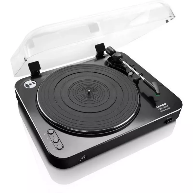 Pusiau automatinė vinilinių plokštelių grotuvas su diržine pavara Lenco LBT-120BK Juoda