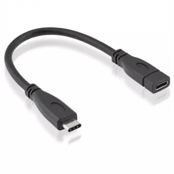 Roline USB-C ilginimo laidas, USB-C (kištukas) į USB-C (lizdas), USB 3.1, 15 cm, juodas