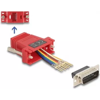 DeLOCK D-Sub 15 pin moteriškas į RJ45 moterišką surinkimo rinkinys raudonas VGA RJ-45