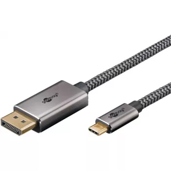 USB-C į DisplayPort adapterio laidas, 4K 60Hz, juodas/sidabrinis, 2 m, pintas