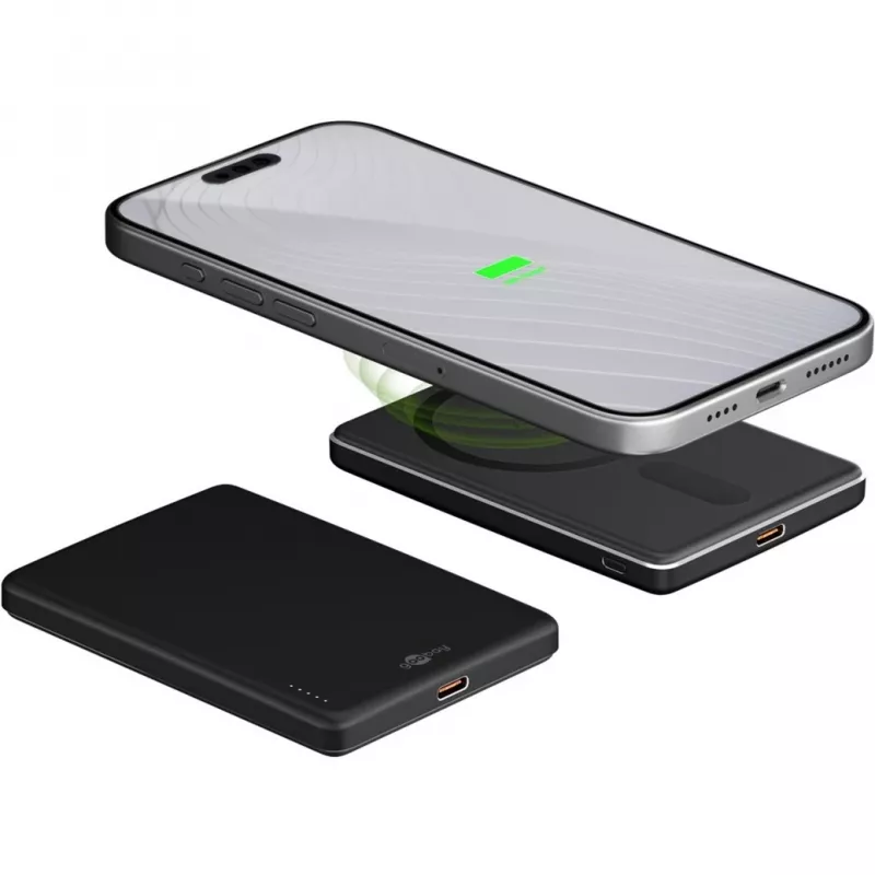 Goobay Magnetinis belaidis powerbank | 70182 | 5000 mAh | USB-C | Juoda