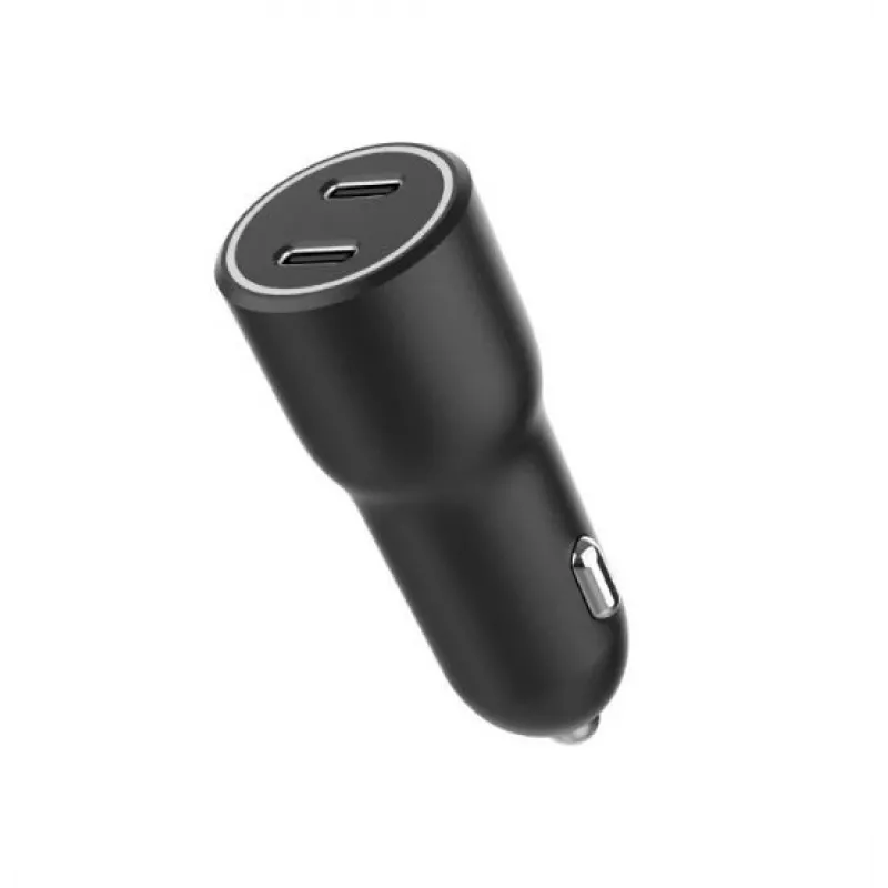 Automobilinis maitinimo adapteris Gembird TA-UC-C2PD40-CAR-01 (40W, 2xUSB-C PD) juodas