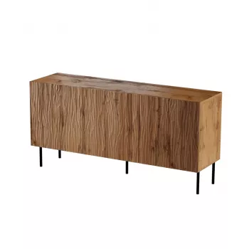 Komoda cama meble JUNGLE 152x40,5x74,5 cm – ąžuolas wotan, juodos kojelės, medžio drožlių plokštė