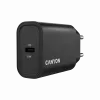 Sieninis įkroviklis CANYON OnCharge 30CL 30W PD 1xUSB-C EU kištukas Juodas