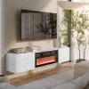TV spintelė Cama Meble TULA su elektriniu židiniu, 1830×350×370 mm, balta matinė