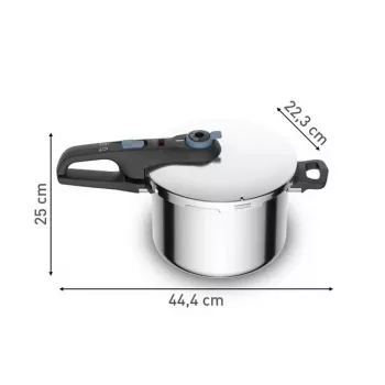 Slėginė viryklė Tefal SECURE TRENDY 6L su nerūdijančio plieno garinimo krepšeliu, tinka indukcinėms kaitlentėms