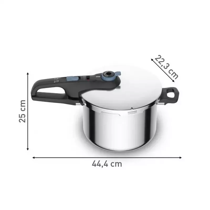 Slėginė viryklė Tefal SECURE TRENDY 6L su nerūdijančio plieno garinimo krepšeliu, tinka indukcinėms kaitlentėms