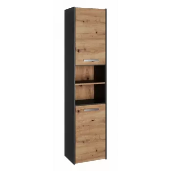 Vonios spintelė Topeshop S40 ANTRACYT/ARTISAN, laisvai pastatoma, 400×300×1700 mm, 6 lentynų, 2 durys
