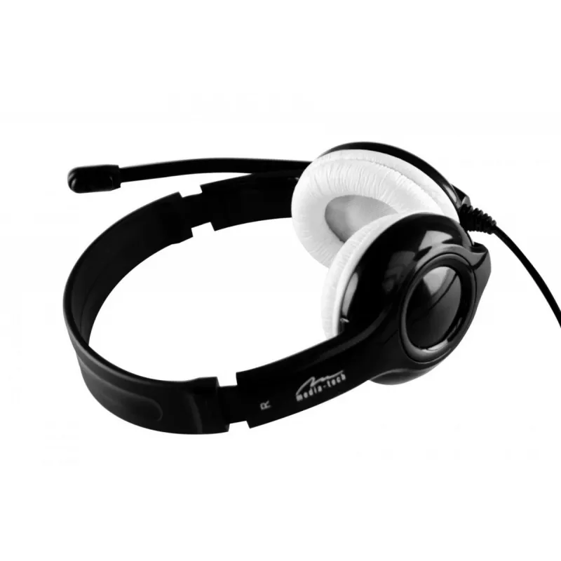 Ausinės MEDIA-TECH MT3573 laidinės binauralinės lankstomos su boom mikrofonu, 1,9 m laidas, USB, juodos