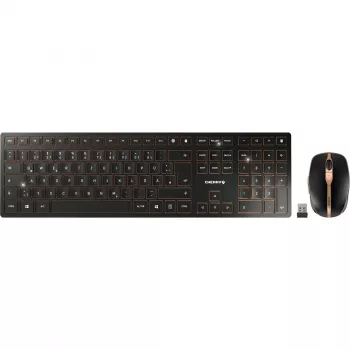 CHERRY DW 9100 SLIM belaidis klaviatūros ir pelės rinkinys, RF Wireless + Bluetooth, QWERTZ, vokiškas išdėstymas, juoda