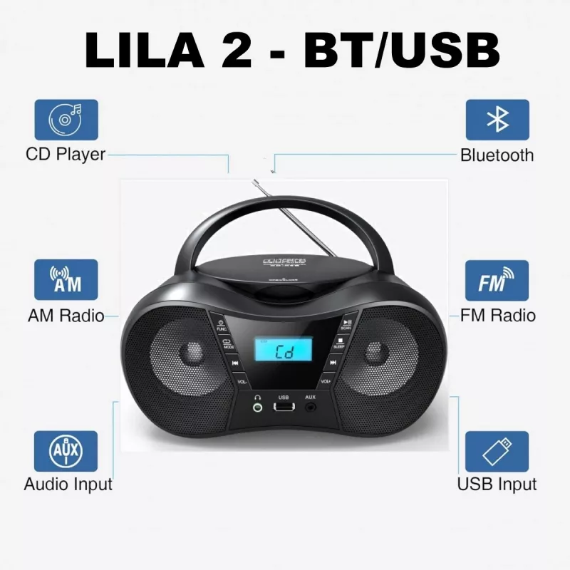 Radijo grotuvas CD LILA2 USB/BT juodas