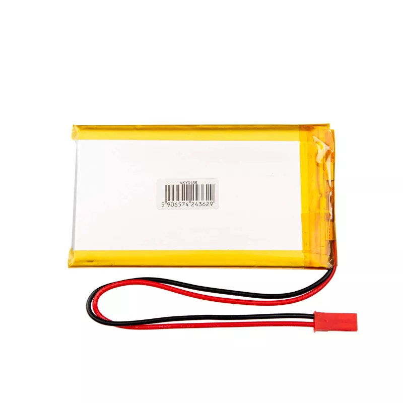Akyga AKY0156 LP475085 Li-Po akumuliatorius 3,7 V 2500 mAh, PCM, JST 2,54 2 kontaktų, 150 mm
