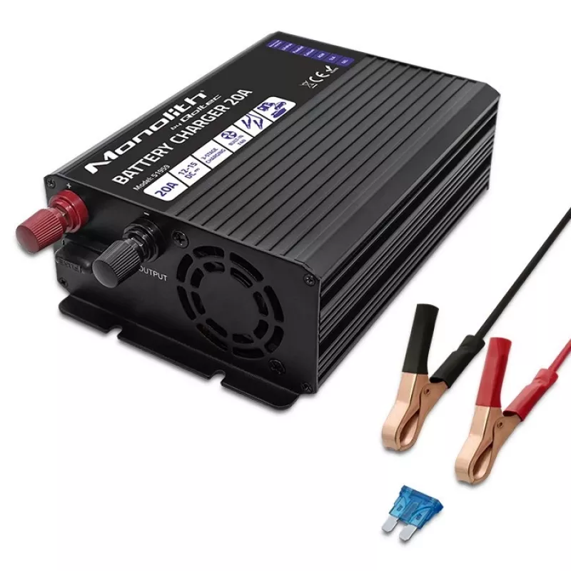 Kroviklis QOLTEC Monolith 20A 12V LiFePO4, AGM, GEL, SLA akumuliatoriams