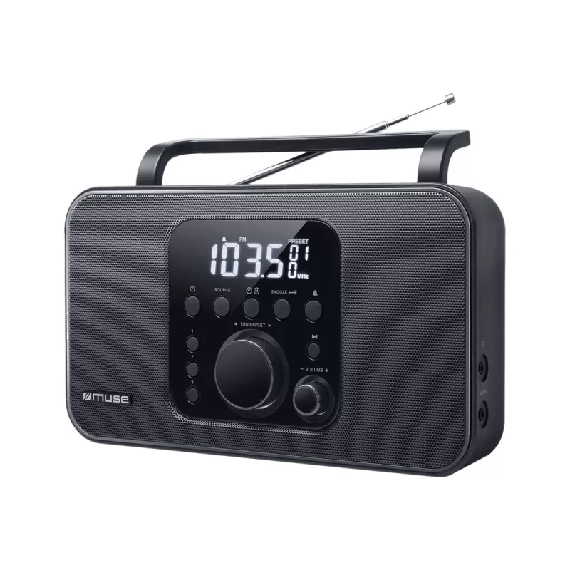 Nešiojamas radijo imtuvas Muse M-091 R — FM/AM, LCD ekranas, maitinimas iš tinklo arba AA/D baterijų, juodas