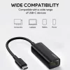 Ethernet adapterius Aukey CB-A30 USB-C į Gigabit RJ45 10/100/1000 Mbps, USB 3.0, aliuminis, LED indikatoriai