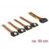 SATA maitinimo laidas DeLOCK 60158 0,5 m SATA 15 kontaktų → 4 × SATA 15 kontaktų įvairiaspalvis