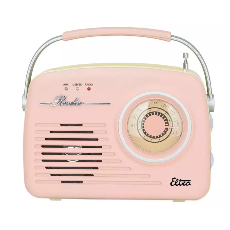Stalinis radijo imtuvas Eltra LUIZA RETRO SP-11 su MP3, USB ir SD kortele, rožinis