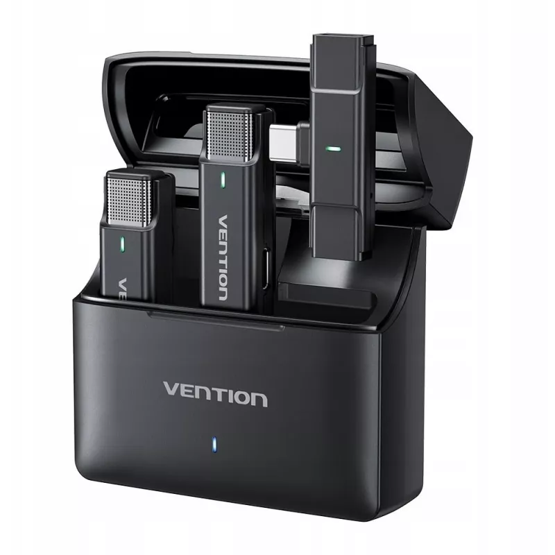 2 vnt. Vention USB-C mikrofonų rinkinys su įkrovimo dėklu