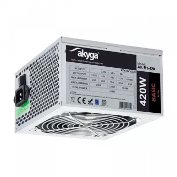 Akyga AK-B1-420 maitinimo blokas 420 W 20+4 pin ATX pilka