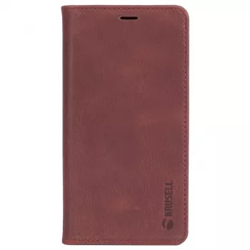 Krusell Sunne 4 Card FolioWallet dėklas iPhone XS Max – raudona natūrali oda