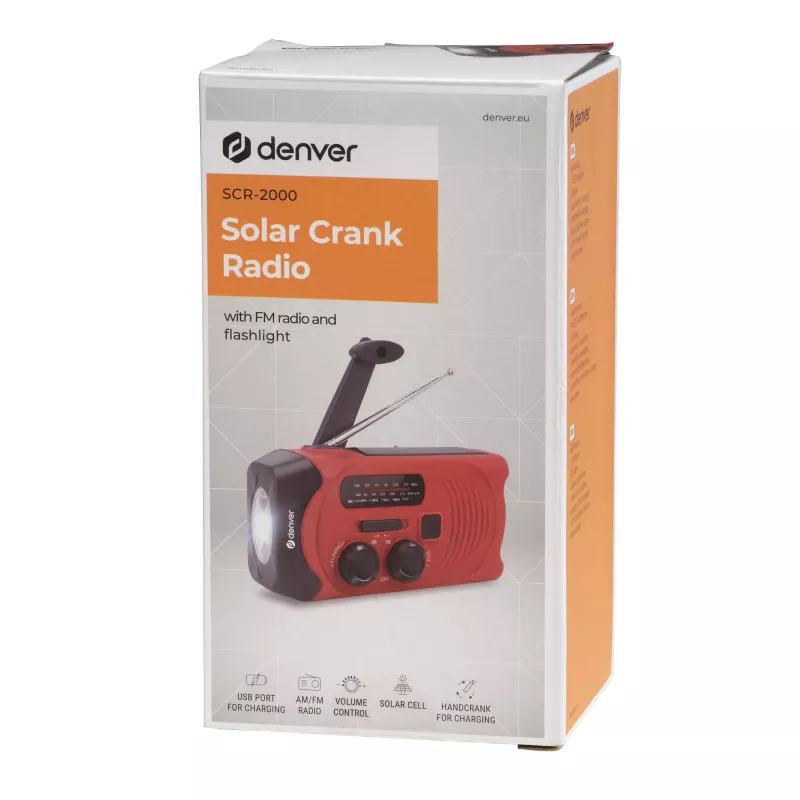 Nešiojamas radijas su power bank Denver SCR-2010 Li-Ion 2000 mAh Raudonas