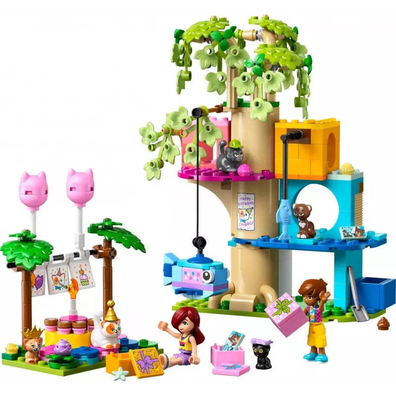 Konstruktorius LEGO Friends 42666 Katės gimtadienio vakarėlio medžio namelis, 321 d., 6+ m., 180×160×100 mm