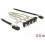Mini SAS SFF-8087 į 4x SATA 7 kaiščių kampuotas kabelis 0,5 m DeLOCK 85683