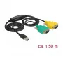 Serijinis kabelis DeLOCK 63466 USB Type-A DB-9 1,5 m juoda/žalia/geltona