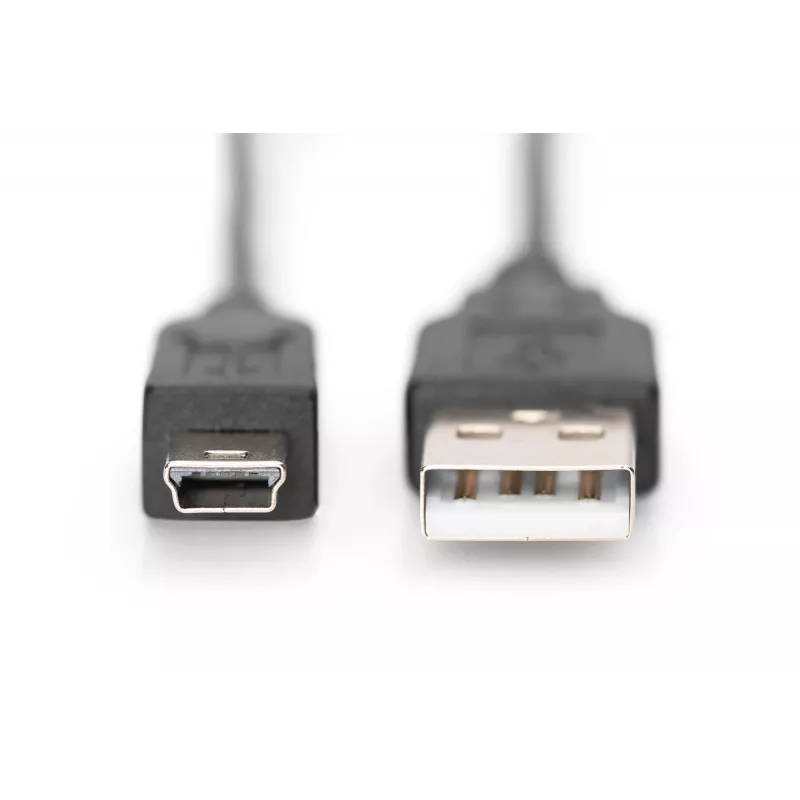 Assmann/Digitus USB 2.0 jungiamasis laidas A-B USB 2.0, 480Mbit/s, USB A - USB mini B, kištukas/kištukas, 1,8m, juodas (AK-300130-018-S)