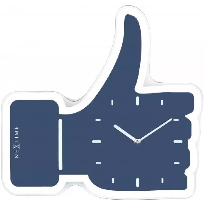 NeXtime klok 5185bl Mini Thumbs Up, 20,5x21 cm, sieninis, mėlynas/sidabrinis