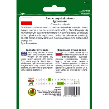 Sėklų pakuotė Seklos LT PNOS — pupelės 'Igłomska' sėklos, 50 g