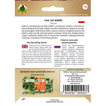 Sėkliniai sėklai Apte Flax (Len) 10 g – valgomosios linų sėklos daiginimui su riešutų skoniu