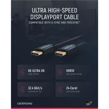 ClickTronic 40992 DisplayPort laidas 1 m juodas (40992)