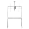 Grindinis TV stovas MACLEAN MC-114 W ekranams nuo 55 iki 100 colių, baltas, VESA iki 900x600, max apkrova 120 kg, aukštis 115–152 cm, lentyna