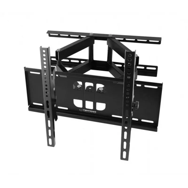 Sieninis TV laikiklis Esperanza TITAN 26–70 colių (66–177,8 cm), pakreipimas ±15°, pasukimas 120°, VESA iki 400×400, maks. apkrova 55 kg, juodas