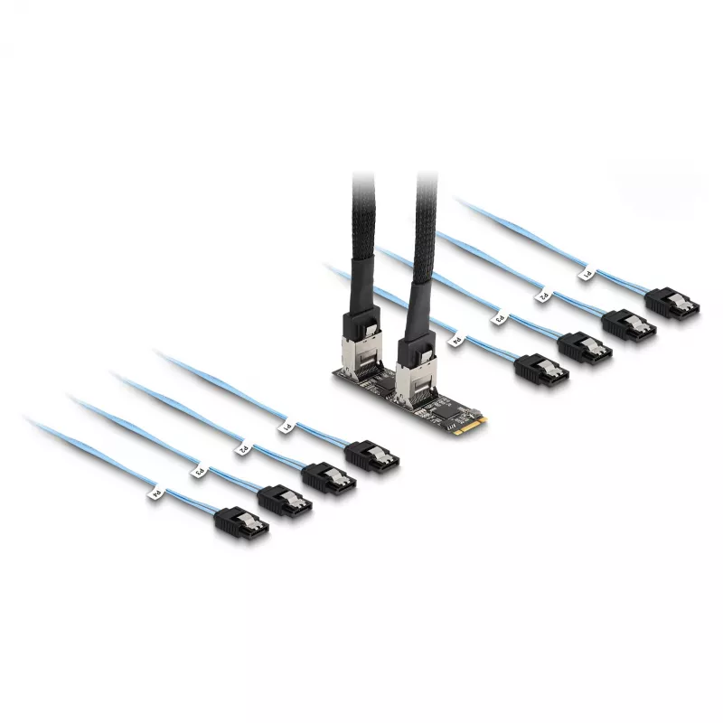 DeLOCK keitiklis M.2 2280 Key B+M vyriškas į 8 x SATA